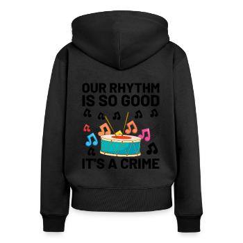 Drum Corps Marching Band Drum Corp Music Percussio - Frauen Premium Bio Zip Hoodie - Schwarz - Hinten - Julia (174cm)