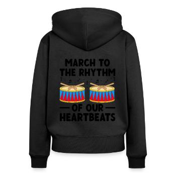 Corps de tambours Heartbeat Marching Band tambour musique Perc - Sweat à capuche zippé Premium bio Femme - noir - Dos - Julia (174cm)