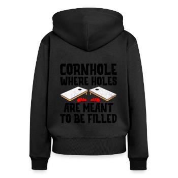 Cornhole Spieler Cornhole Sport Lustig Cornhole Be - Frauen Premium Bio Zip Hoodie - Schwarz - Hinten - Julia (174cm)