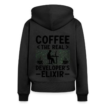 Café Codage Programmeur Codeur Développeur Nerd Coff - Sweat à capuche zippé Premium bio Femme - noir - Dos - Julia (174cm)