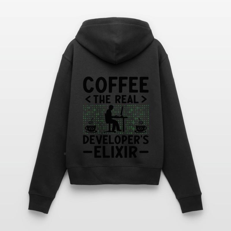 Café Codage Programmeur Codeur Développeur Nerd Coff Sweat à capuche zippé Premium bio Femme