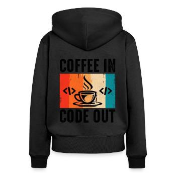 Coffee Coding Programmer Coder Developer Nerd Coff - Women's Premium Organic Zip Hoodie - black - Back - Julia (174cm)