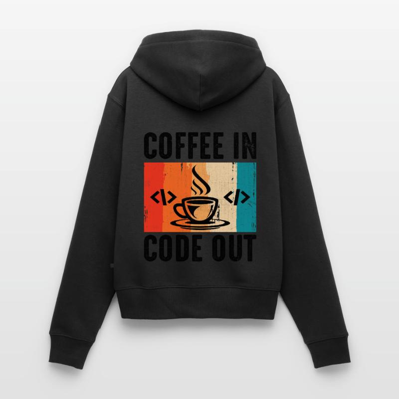 Café Codage Programmeur Codeur Développeur Nerd Coff Sweat à capuche zippé Premium bio Femme