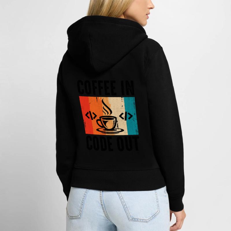 Kaffee-Codierung Programmierer Programmierer Entwickler Nerd Coff Frauen Premium Bio Zip Hoodie