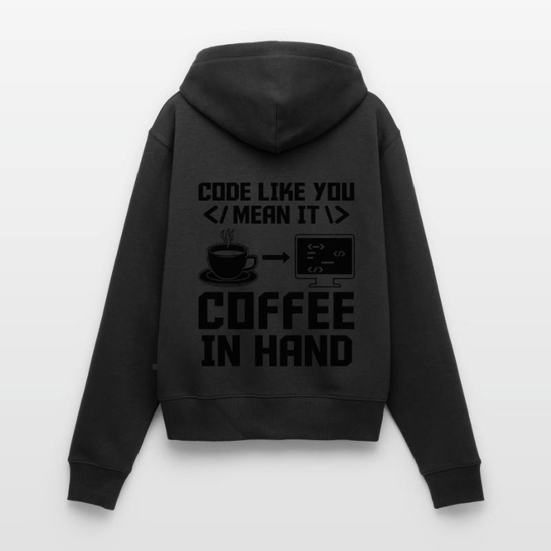 Café Codage Programmeur Codeur Développeur Nerd Coff Sweat à capuche zippé Premium bio Femme