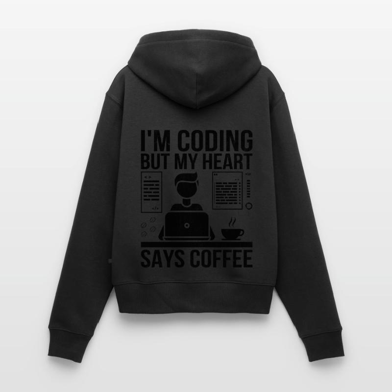 Café Codage Programmeur Codeur Développeur Nerd Coff Sweat à capuche zippé Premium bio Femme