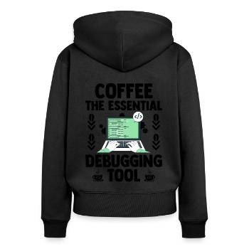 Café Codage Programmeur Codeur Développeur Nerd Coff - Sweat à capuche zippé Premium bio Femme - noir - Dos - Julia (174cm)