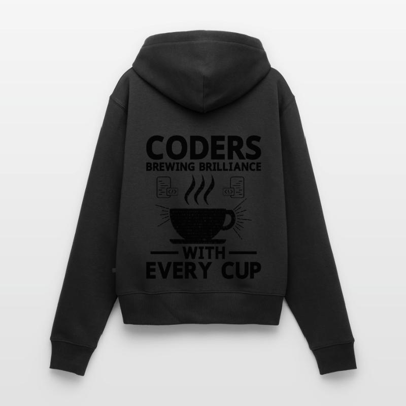 Café Codage Programmeur Codeur Développeur Nerd Coff Sweat à capuche zippé Premium bio Femme