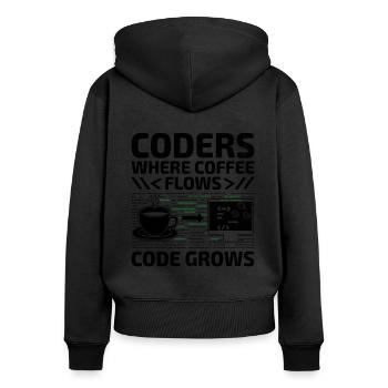 Café Codage Programmeur Codeur Développeur Nerd Coff - Sweat à capuche zippé Premium bio Femme - noir - Dos - Julia (174cm)