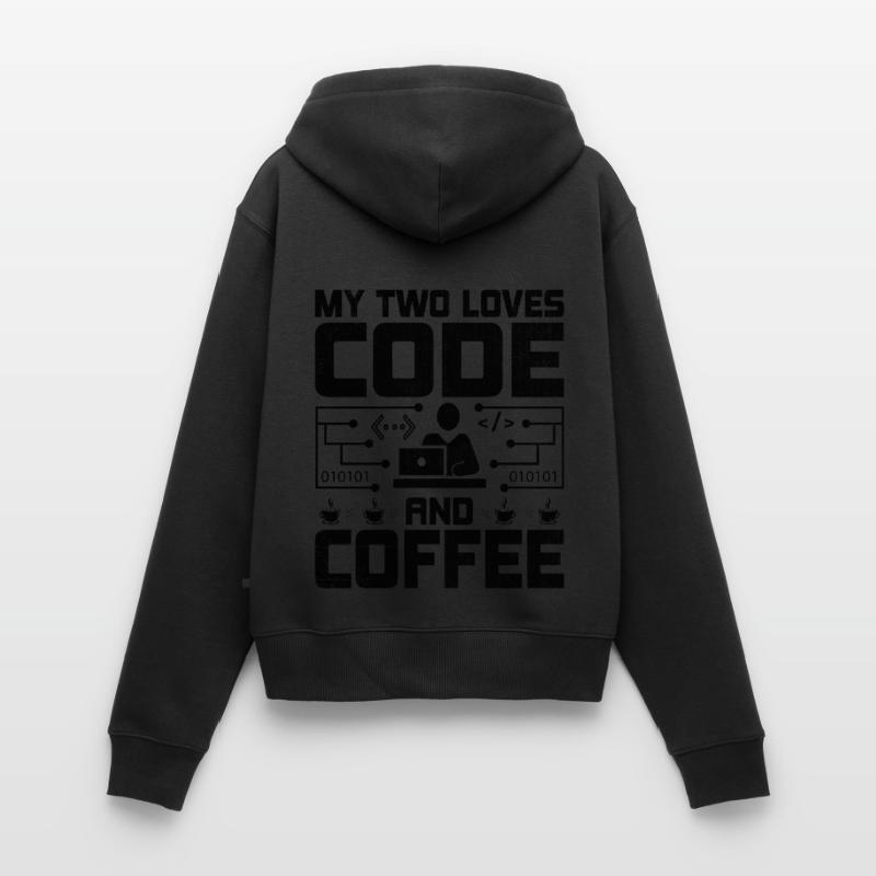 Café Codage Programmeur Codeur Développeur Nerd Coff Sweat à capuche zippé Premium bio Femme