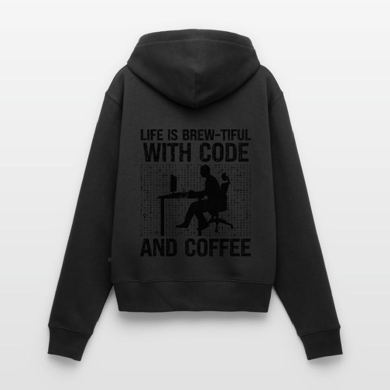 Kaffee-Codierung Programmierer Programmierer Entwickler Nerd Coff Frauen Premium Bio Zip Hoodie