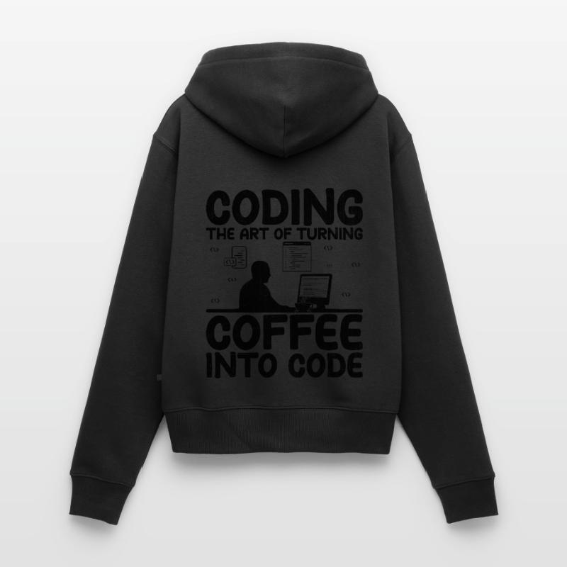 Café Codage Programmeur Codeur Développeur Nerd Coff Sweat à capuche zippé Premium bio Femme