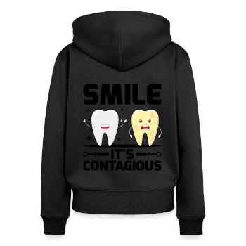 Smile It's Contagious Dentist Dental Dentistry Den - Women's Premium Organic Zip Hoodie - black - Back - Julia (174cm)