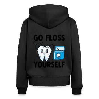 Gehen Sie selbst Zahnseide Zahnarzt Zahnmedizin Zahnarzt - Frauen Premium Bio Zip Hoodie - Schwarz - Hinten - Julia (174cm)