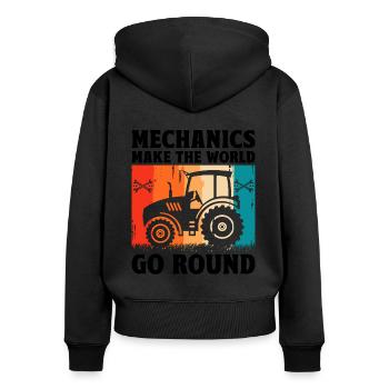 Mécanicien agricole Drôle de tracteur Mécanique Ferme - Sweat à capuche zippé Premium bio Femme - noir - Dos - Julia (174cm)