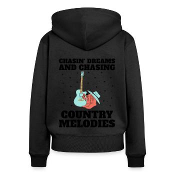 Comté Musique Vintage Amateur de musique Western Country C - Sweat à capuche zippé Premium bio Femme - noir - Dos - Julia (174cm)