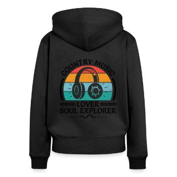 County Music Vintage Music Lover Western Country C - Frauen Premium Bio Zip Hoodie - Schwarz - Hinten - Julia (174cm)