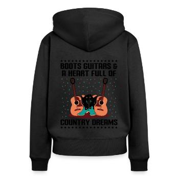 County Music Vintage Music Lover Western Country C - Frauen Premium Bio Zip Hoodie - Schwarz - Hinten - Julia (174cm)