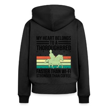 Vollblut Pferderennen Reiten Reiterpferde - Frauen Premium Bio Zip Hoodie - Schwarz - Hinten - Julia (174cm)
