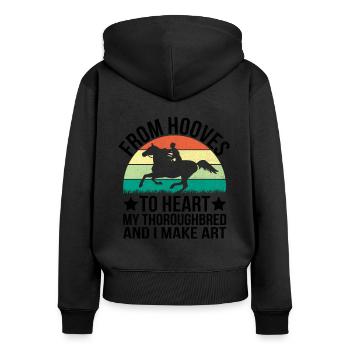 Vollblut Pferderennen Reiten Reiterpferde - Frauen Premium Bio Zip Hoodie - Schwarz - Hinten - Julia (174cm)