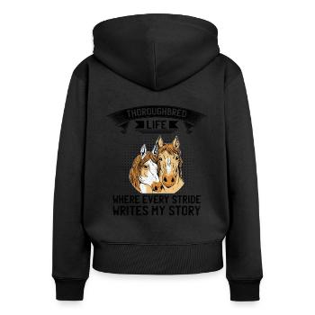 Vollblut Pferderennen Reiten Reitpferde - Frauen Premium Bio Zip Hoodie - Schwarz - Hinten - Julia (174cm)