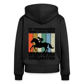 Vollblut Pferderennen Reiten Reiterpferde - Frauen Premium Bio Zip Hoodie - Schwarz - Hinten - Julia (174cm)
