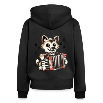 Cat Playing Accordion Musician Accordionist Accord - Women's Premium Organic Zip Hoodie - black - Back - Julia (174cm)