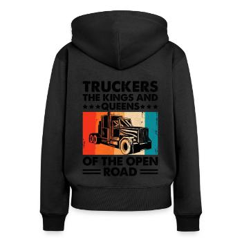 Trucker Fahren Papa Trucker Vater LKW-Fahrer - Frauen Premium Bio Zip Hoodie - Schwarz - Hinten - Julia (174cm)