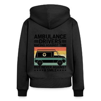 Les ambulanciers se lancent dans une course contre la montre EMS Paramedi - Sweat à capuche zippé Premium bio Femme - noir - Dos - Julia (174cm)