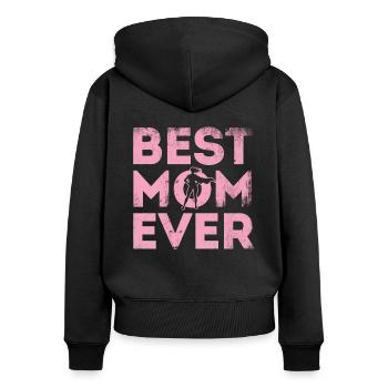 La meilleure maman de tous les temps - Sweat à capuche zippé Premium bio Femme - noir - Dos - Julia (174cm)