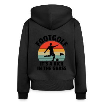 Footgolf Player Foot Golf Playing Footgolfers Foot - Women's Premium Organic Zip Hoodie - black - Back - Julia (174cm)