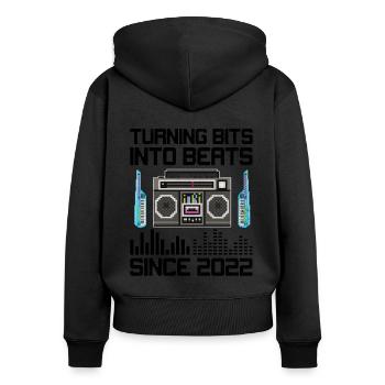 Chiptune Music Lover Groove zu den Bleeps und Bloo - Frauen Premium Bio Zip Hoodie - Schwarz - Hinten - Julia (174cm)