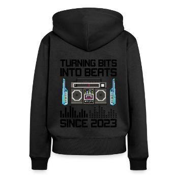 Chiptune Music Lover Groove zu den Bleeps und Bloo - Frauen Premium Bio Zip Hoodie - Schwarz - Hinten - Julia (174cm)