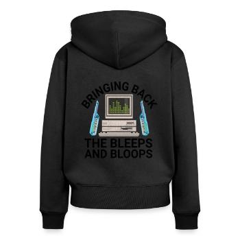 Chiptune Music Lover Groove zu den Bleeps und Bloo - Frauen Premium Bio Zip Hoodie - Schwarz - Hinten - Julia (174cm)
