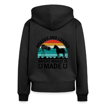 Pferdefotografie Reiten Pferde Hobby Ph - Frauen Premium Bio Zip Hoodie - Schwarz - Hinten - Julia (174cm)