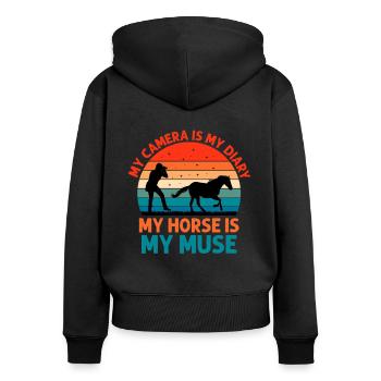 Pferdefotografie Reiten Pferde Hobby Ph - Frauen Premium Bio Zip Hoodie - Schwarz - Hinten - Julia (174cm)