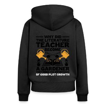 Professeur de littérature Professeur d’école Professeur drôle S - Sweat à capuche zippé Premium bio Femme - noir - Dos - Julia (174cm)