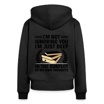 Professeur de littérature Professeur d’école Professeur drôle S - Sweat à capuche zippé Premium bio Femme - noir - Dos - Julia (174cm)