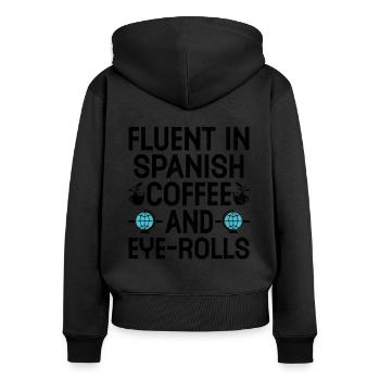 Fremdsprachenlehrer Schule Sprachlehrer - Frauen Premium Bio Zip Hoodie - Schwarz - Hinten - Julia (174cm)