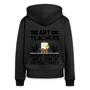 Art Teacher School Teacher Funny Art Teachers Scho - Women's Premium Organic Zip Hoodie - black - Back - Julia (174cm)