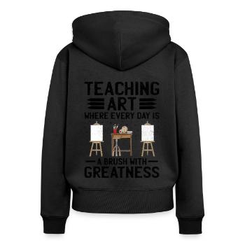 Kunstlehrer Schullehrer Lustige Kunstlehrer Scho - Frauen Premium Bio Zip Hoodie - Schwarz - Hinten - Julia (174cm)