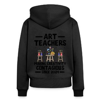 Kunstlehrer Schullehrer Lustige Kunstlehrer Scho - Frauen Premium Bio Zip Hoodie - Schwarz - Hinten - Julia (174cm)