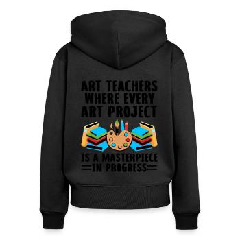 Kunstlehrer Schullehrer Lustige Kunstlehrer Scho - Frauen Premium Bio Zip Hoodie - Schwarz - Hinten - Julia (174cm)