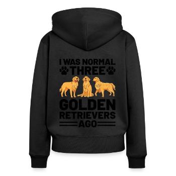 Ich war normal drei Golden Retriever vor GR Retrie - Frauen Premium Bio Zip Hoodie - Schwarz - Hinten - Julia (174cm)