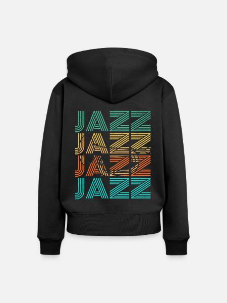 Jazz Musik - Frauen Premium Bio Zip Hoodie - Schwarz