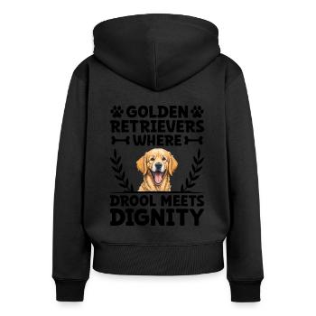 Golden Retrievers Where Drool Meets Dignity GR Dog - Women's Premium Organic Zip Hoodie - black - Back - Julia (174cm)