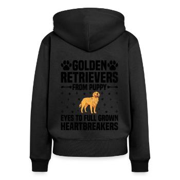 Golden Retrievers Des Yeux De Chiot À Adulte GR - Sweat à capuche zippé Premium bio Femme - noir - Dos - Julia (174cm)