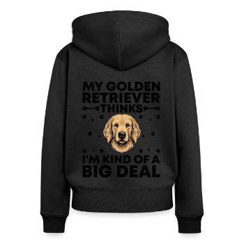 Mon Golden Retriever pense que je suis un gros problème - Sweat à capuche zippé Premium bio Femme - noir - Dos - Julia (174cm)