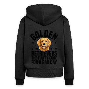 Golden Retriever: Das flauschige Heilmittel für einen schlechten Tag GR - Frauen Premium Bio Zip Hoodie - Schwarz - Hinten - Julia (174cm)
