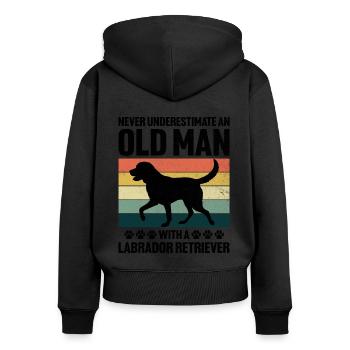 Unterschätzen Sie niemals einen alten Mann mit einem Labrador Ret - Frauen Premium Bio Zip Hoodie - Schwarz - Hinten - Julia (174cm)